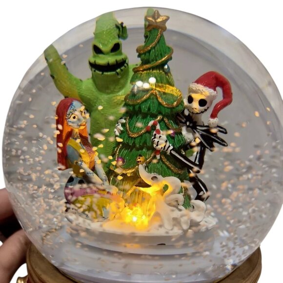 Nightmare Before Christmas Light Up Water Snow Globe Plays Music Sound Disney - Picture 4 of 9